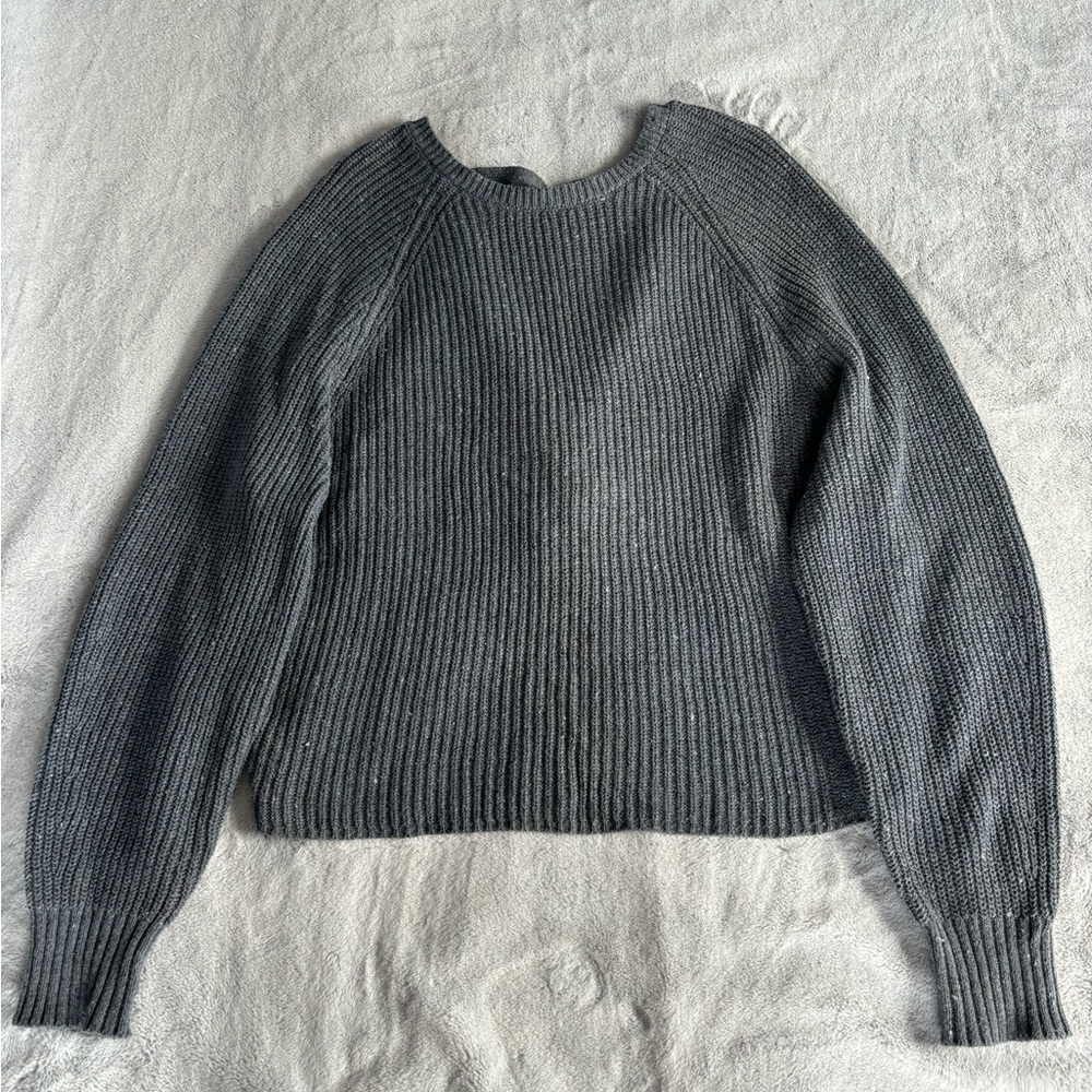 American Eagle Grayish Blue Twist Back Ribbed Women's Sweater